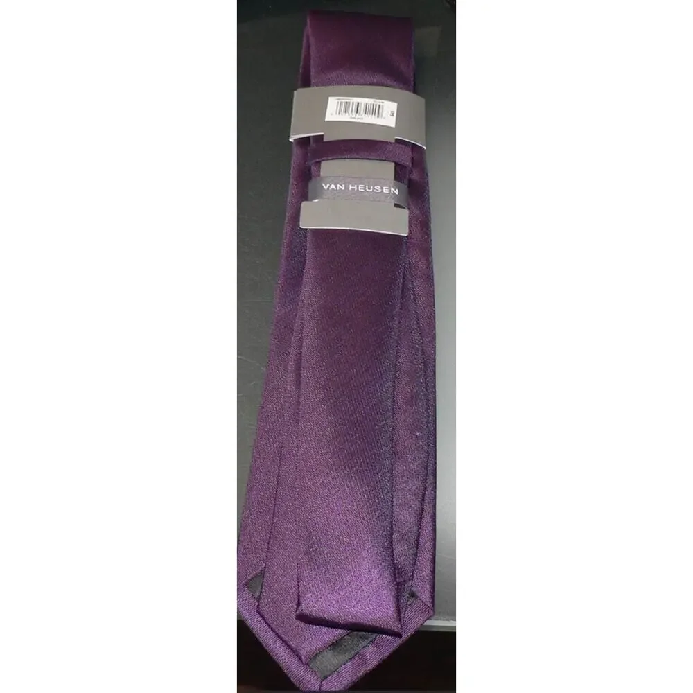 Van Heusen Men's Soft Solid Tie in Plum Purple 3' Wide 58